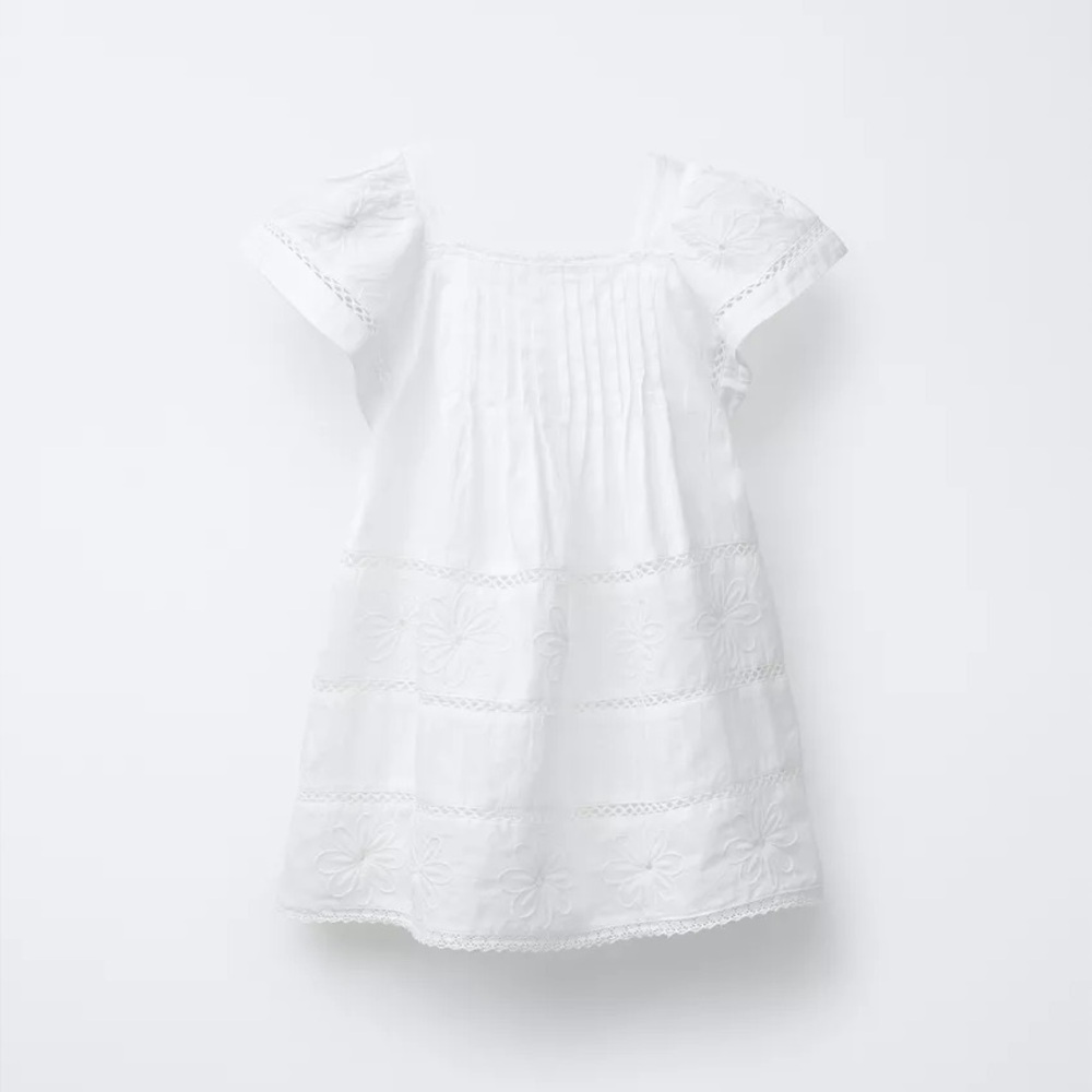 Zara Girls Embroidered Openwork Dress Size 3-4 years